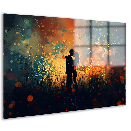 Omarmd Paar in Schemerlicht acrylglas