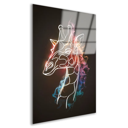Giraffe Omhuld door Abstracte Kleurrijke Nevel acrylglas