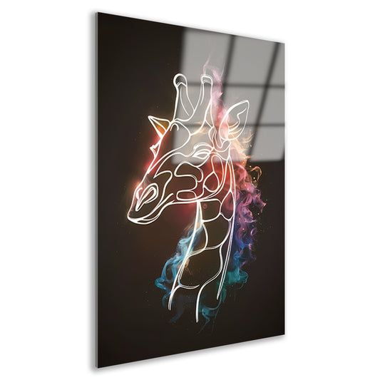 Giraffe Omhuld door Abstracte Kleurrijke Nevel acrylglas