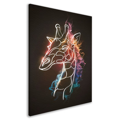 Giraffe Omhuld door Abstracte Kleurrijke Nevel canvas
