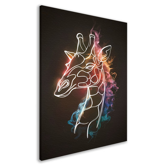 Giraffe Omhuld door Abstracte Kleurrijke Nevel canvas