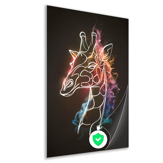 Giraffe Omhuld door Abstracte Kleurrijke Nevel poster