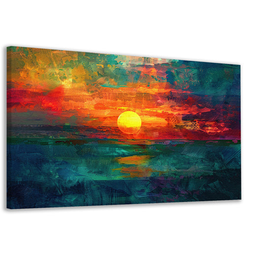 Kleurrijke digitale zonsondergang schilderij canvas