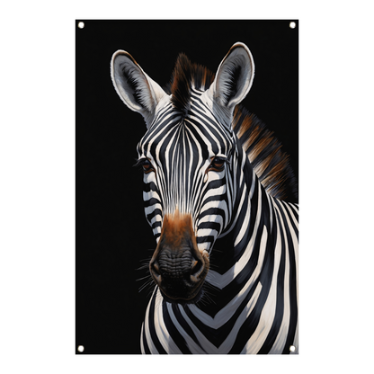 Zwart-witte Zebra Portret in Detail tuinposter