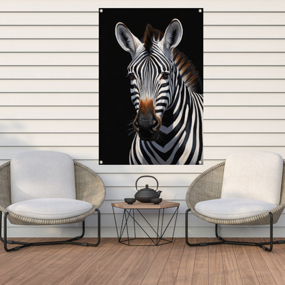 Zwart-witte Zebra Portret in Detail tuinposter