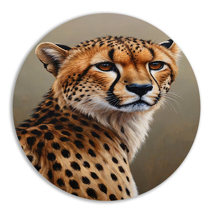 Hyperrealistisch Olieverf Cheetah Portret aluminium muurcirkel