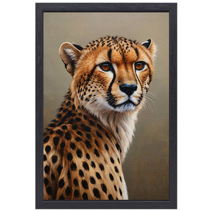 Hyperrealistisch Olieverf Cheetah Portret canvas met baklijst