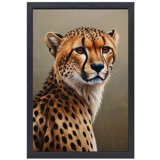 Hyperrealistisch Olieverf Cheetah Portret canvas met baklijst