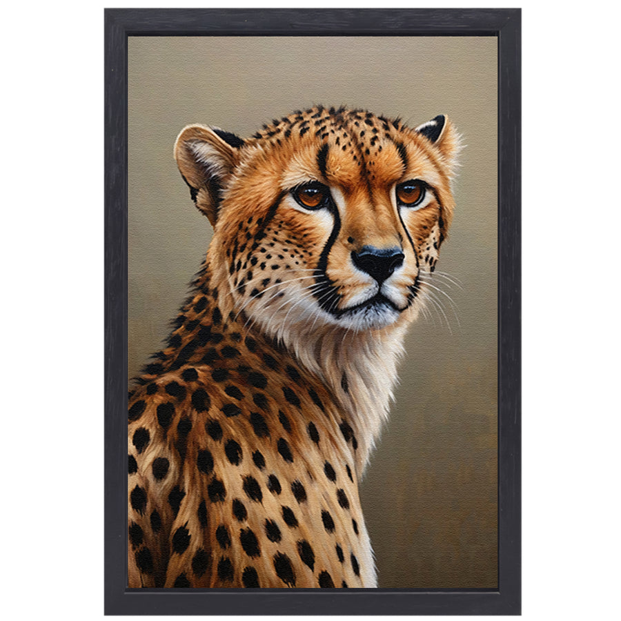 Hyperrealistisch Olieverf Cheetah Portret canvas met baklijst