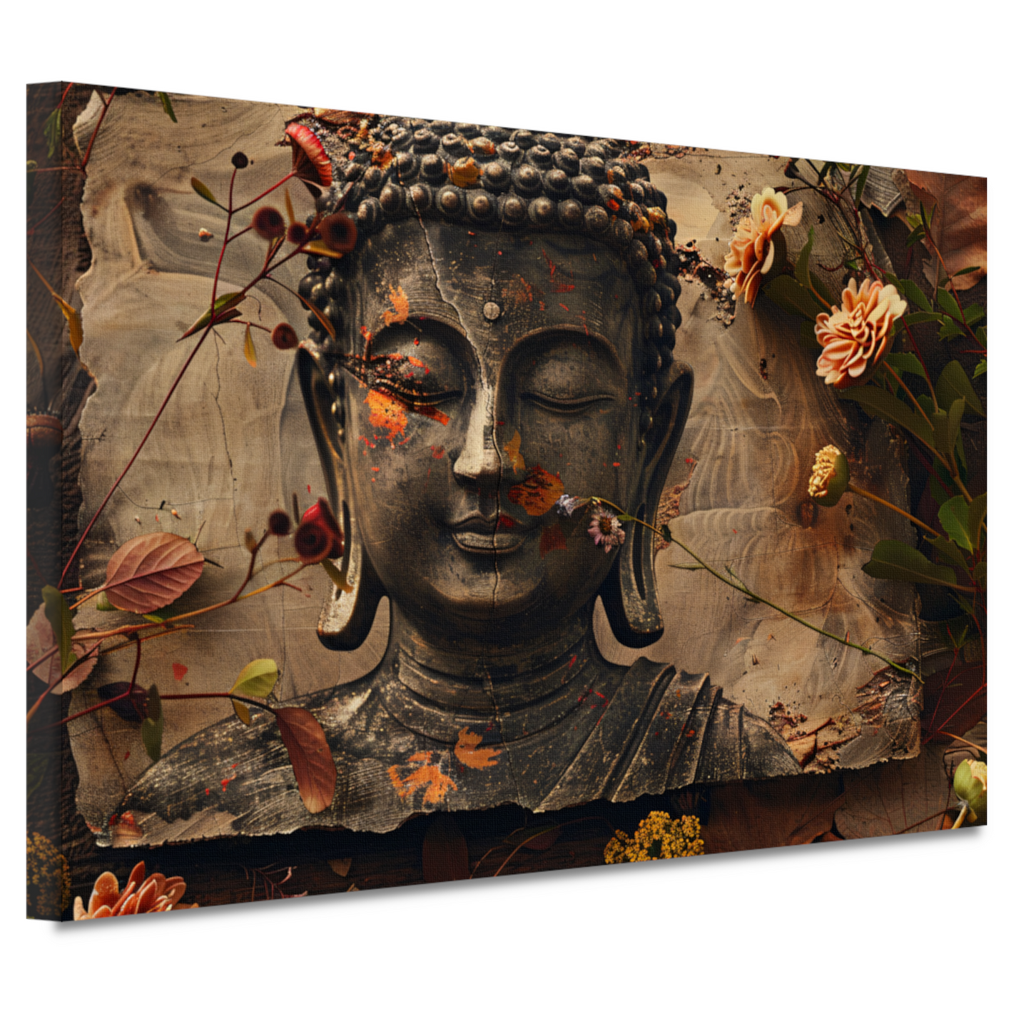 Boeddha in Bloemenpracht canvas
