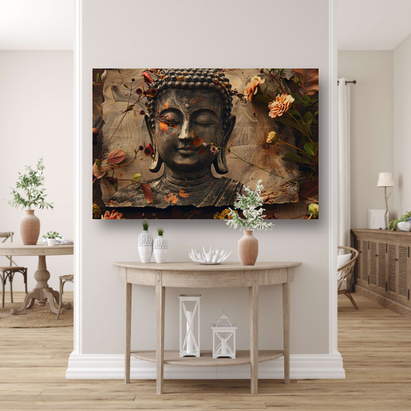 Boeddha in Bloemenpracht canvas