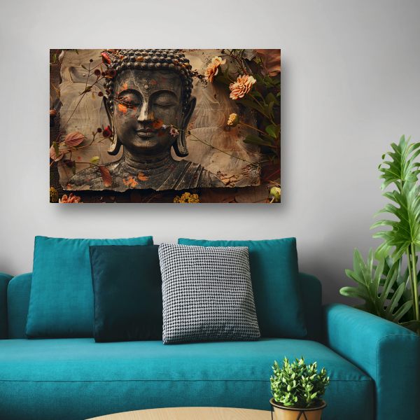 Boeddha in Bloemenpracht canvas