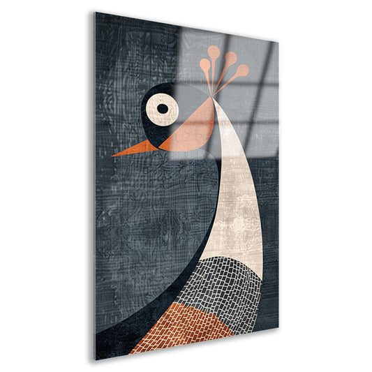 Geometrische minimalistische vogelillustratie in kleur acrylglas