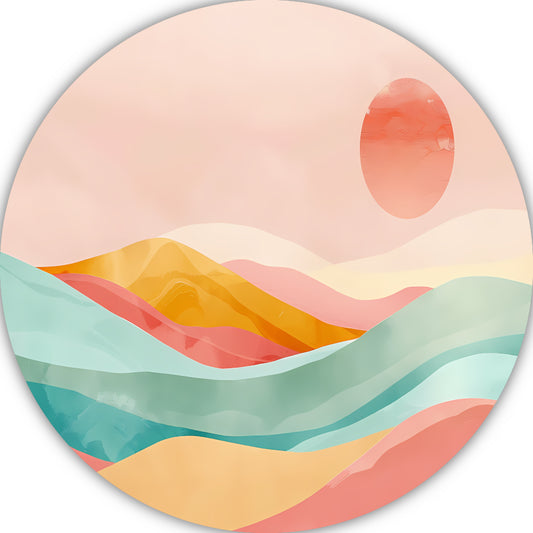 Abstracte pastelkleuren landschap met glooiende heuvels forex muurcirkel