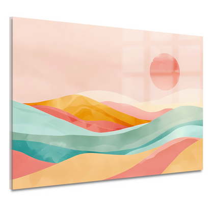 Abstracte pastelkleuren landschap met glooiende heuvels acrylglas