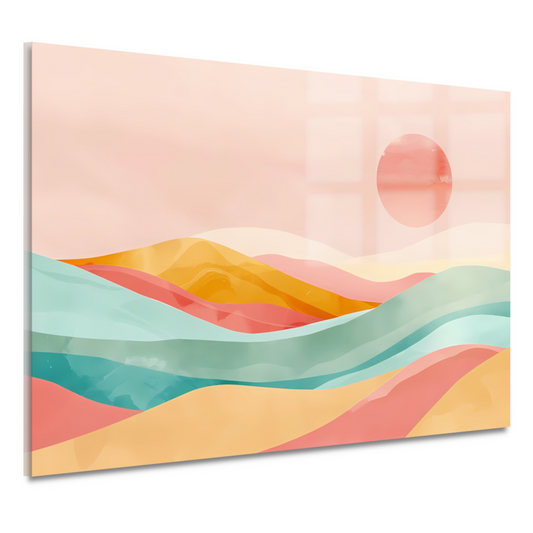 Abstracte pastelkleuren landschap met glooiende heuvels acrylglas