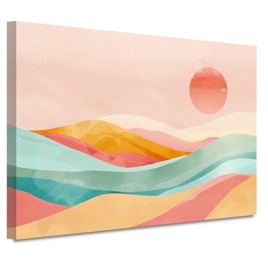 Abstracte pastelkleuren landschap met glooiende heuvels canvas