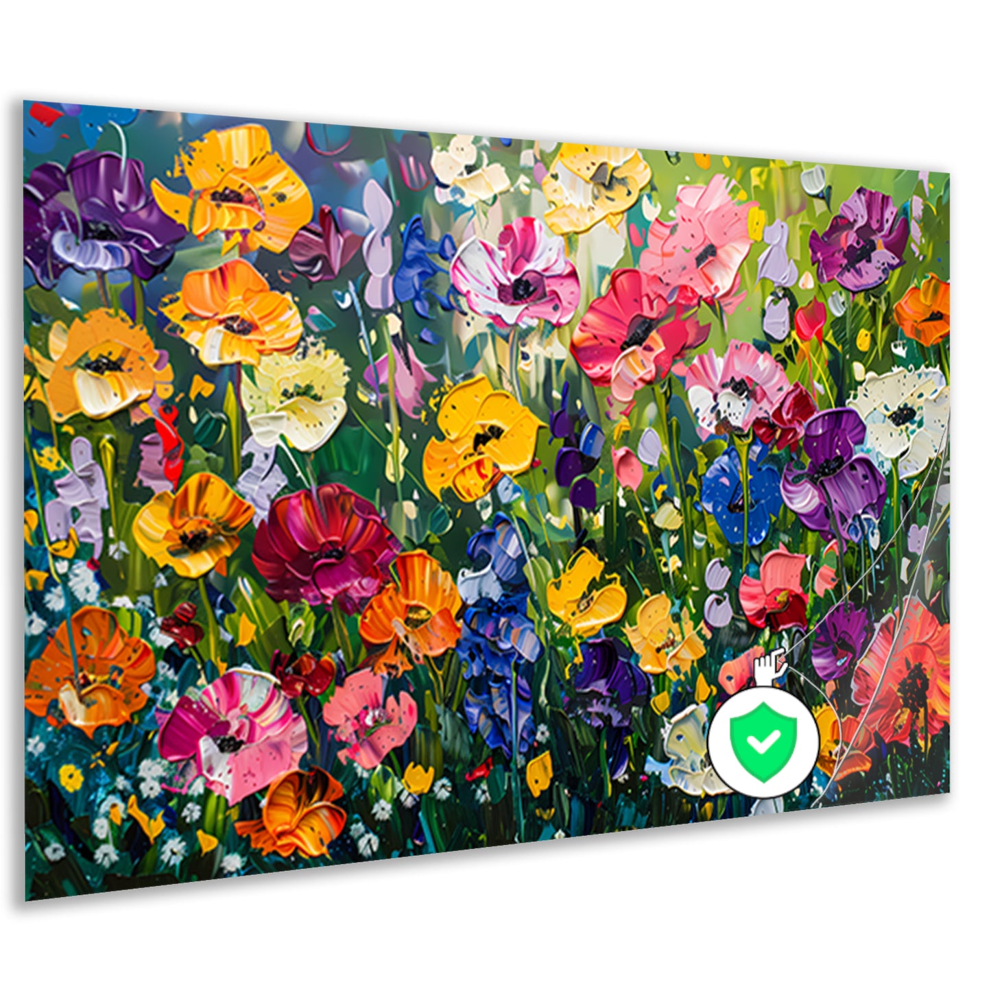 Kleurrijk schilderij van bloemenweide poster