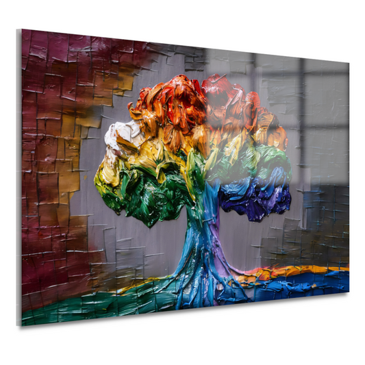Levendige Impressie van een Kleurrijke Boom acrylglas