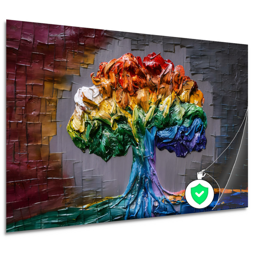 Levendige Impressie van een Kleurrijke Boom poster