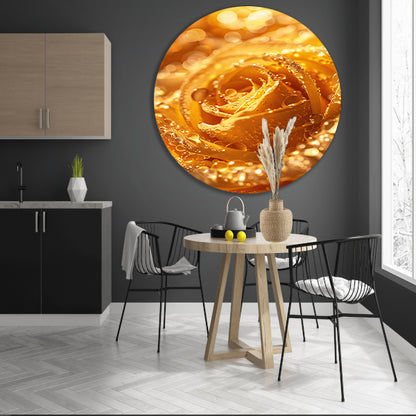 Gouden Roos Versierd met Fonkelende Waterdruppels forex muurcirkel