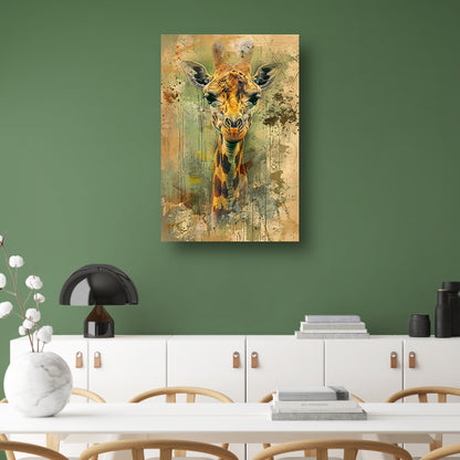 Abstract giraffe portret op rustieke achtergrond poster