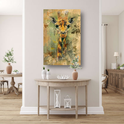 Abstract giraffe portret op rustieke achtergrond acrylglas
