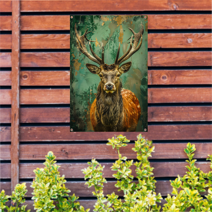 Hert met kleurrijke abstracte achtergrond tuinposter