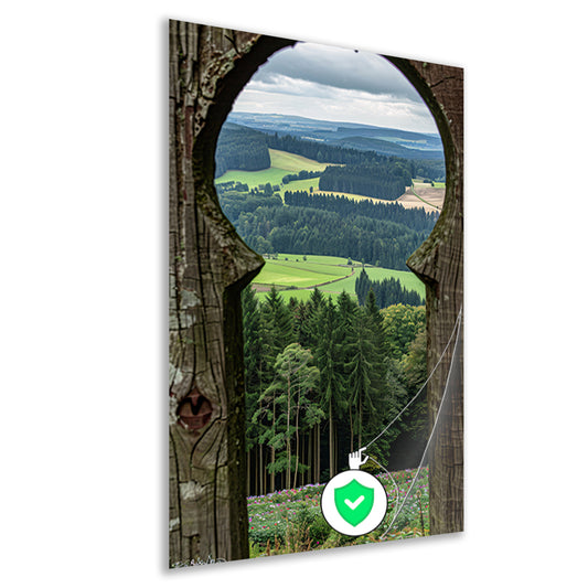 Sleutelgat naar een weelderig landschap poster