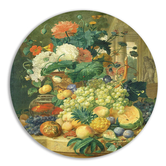 Stilleven met bloemen en fruit - Jean François Eliaerts aluminium muurcirkel