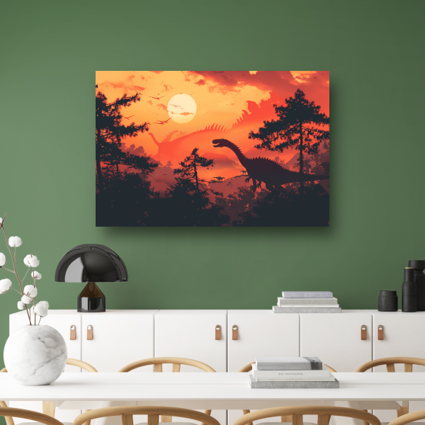 Dinozonsondergang canvas