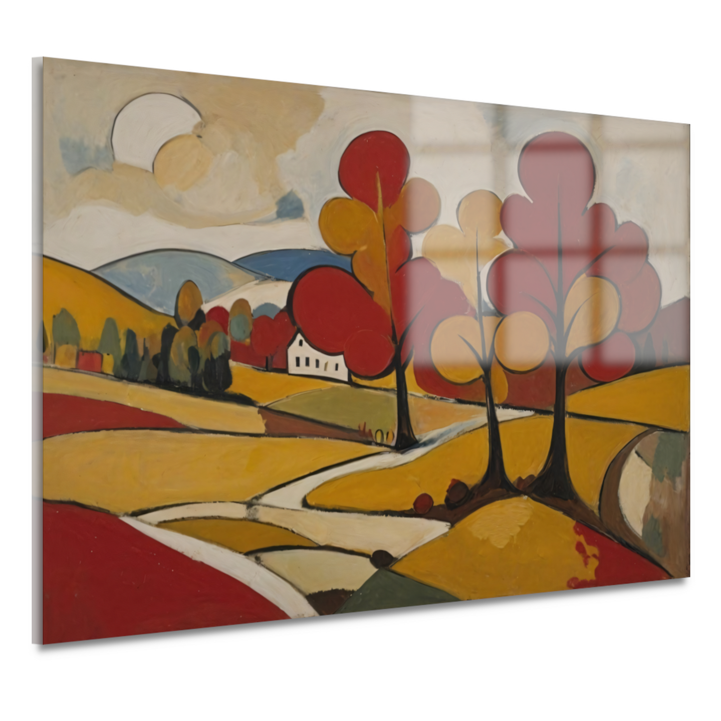 Herfsttafereel met Rode en Gouden Bladeren acrylglas