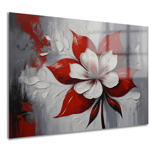 Contrastrijke Abstractie van Rode Bloei acrylglas