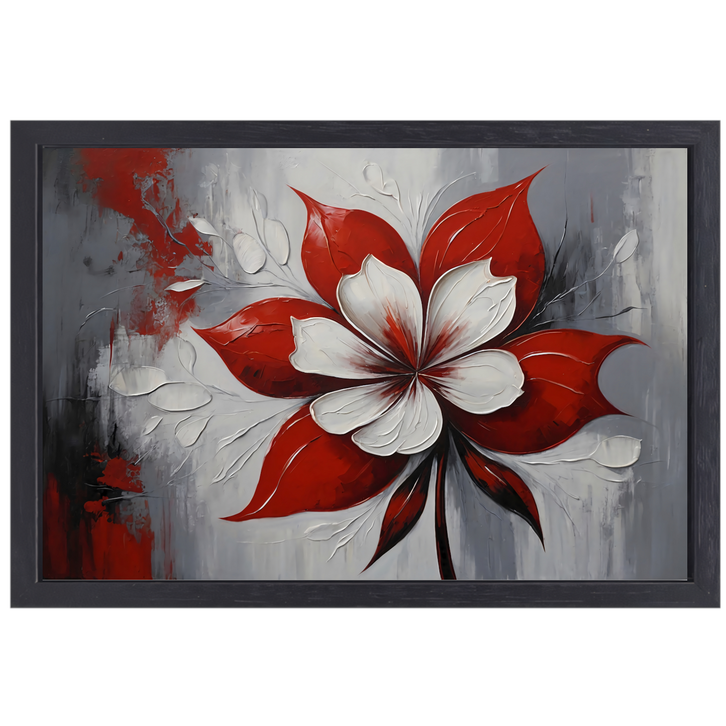 Contrastrijke Abstractie van Rode Bloei canvas met baklijst