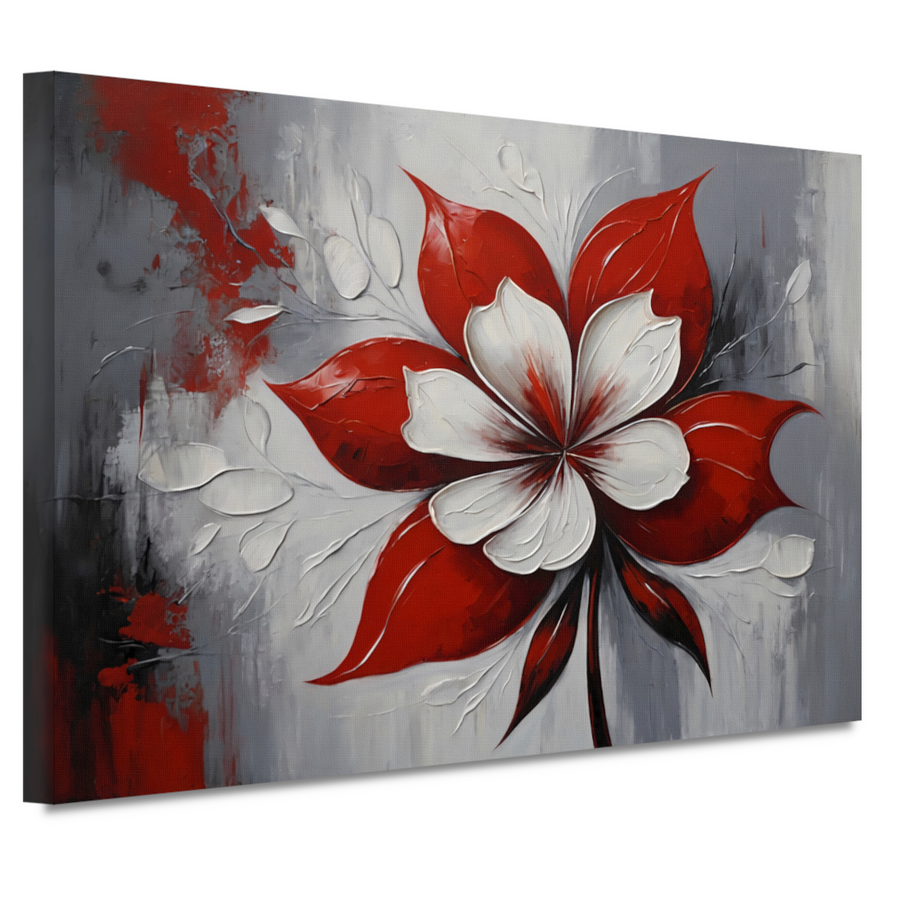 Contrastrijke Abstractie van Rode Bloei canvas