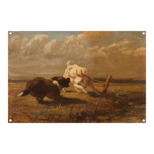 Geiten en Hond Vechtend - Henriëtte Ronner-Knip tuinposter
