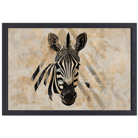 Abstracte Zebra in Geometrische Harmonie canvas met baklijst