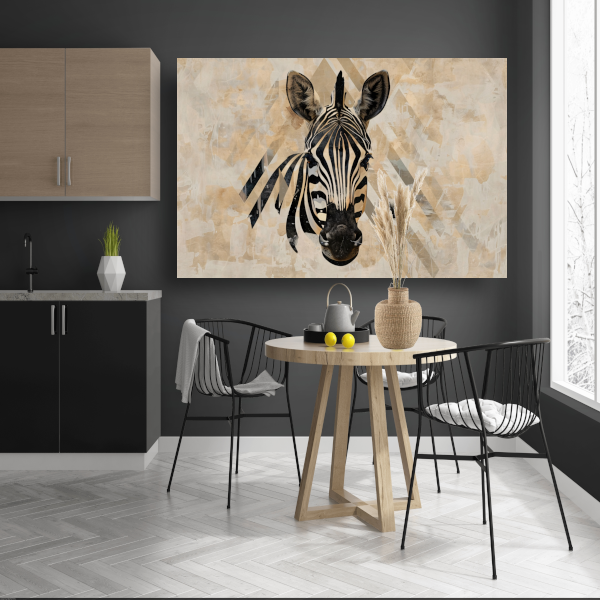 Abstracte Zebra in Geometrische Harmonie canvas