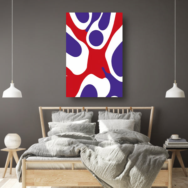 Abstract kleurrijk kunstwerk met moderne vormen canvas met baklijst