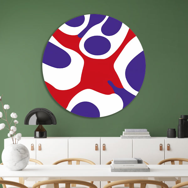 Abstract kleurrijk kunstwerk met moderne vormen aluminium muurcirkel