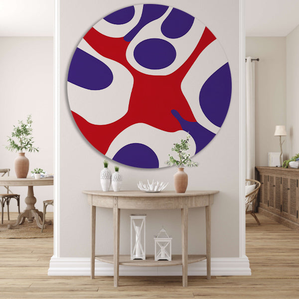 Abstract kleurrijk kunstwerk met moderne vormen aluminium muurcirkel