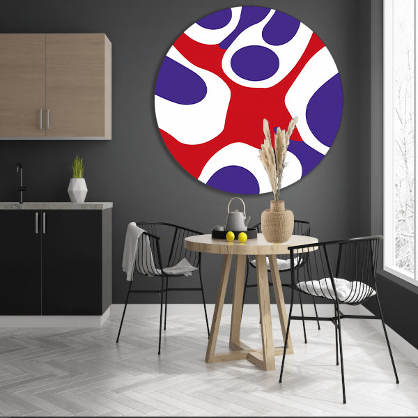 Abstract kleurrijk kunstwerk met moderne vormen aluminium muurcirkel