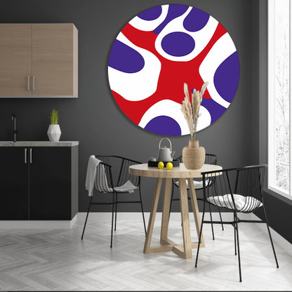 Abstract kleurrijk kunstwerk met moderne vormen aluminium muurcirkel
