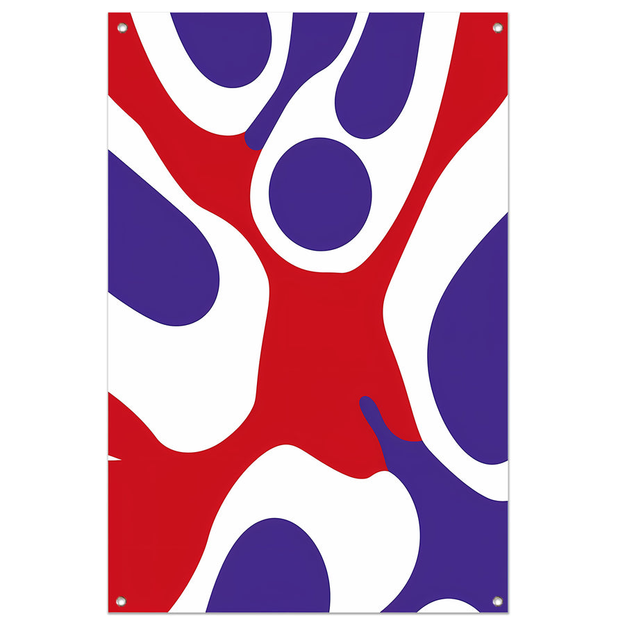 Abstract kleurrijk kunstwerk met moderne vormen tuinposter