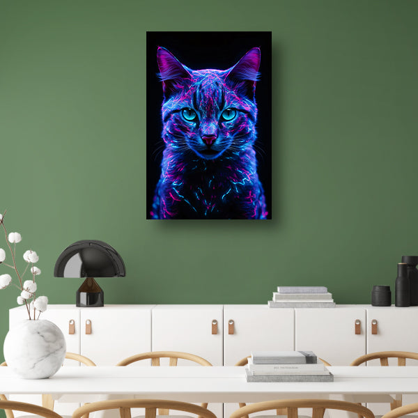 Adembenemend neon kat portret in kleuren poster