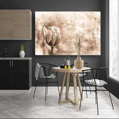 Minimalistische sepia lijntekening van tulp poster