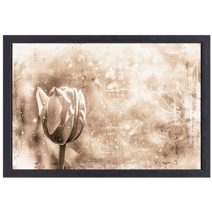 Minimalistische sepia lijntekening van tulp canvas met baklijst