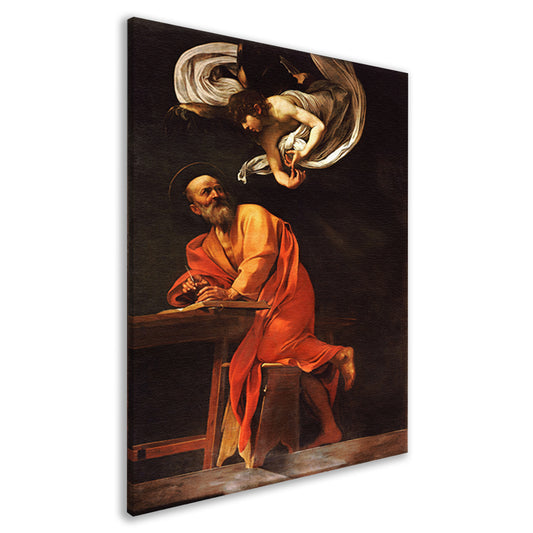 De inspiratie van Sint Matteüs - Caravaggio canvas