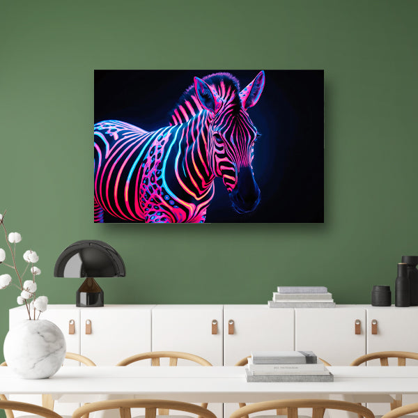 Futuristische neon zebra kunstafbeelding poster