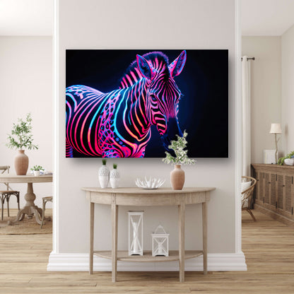 Futuristische neon zebra kunstafbeelding poster